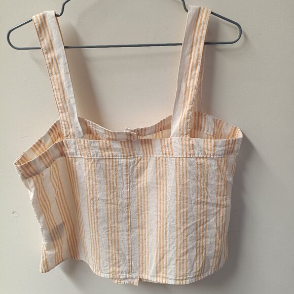2/$20 Linen Cotton Blend Orange Stripe Button Vest Camisole Top, Woman Medium - Picture 3 of 12